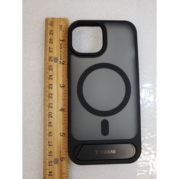 TORRAS iPhone 15 Reg Case Magnetic Flush Stand MagSafe Slim Frosted Black - Picture 5 of 12